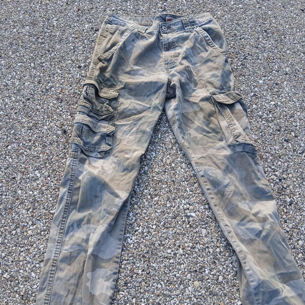 Wrangler Cargo Pants Mens 29x30 Green Camo Regular Taper Stretch Pockets Casual